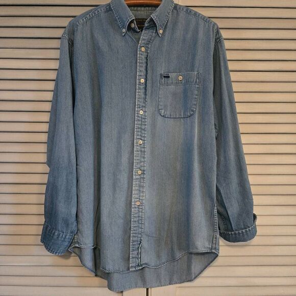 Vintage Alexander Julian Colours Light Denim Long Sleeve Button Down Shirt Medi - Picture 1 of 8